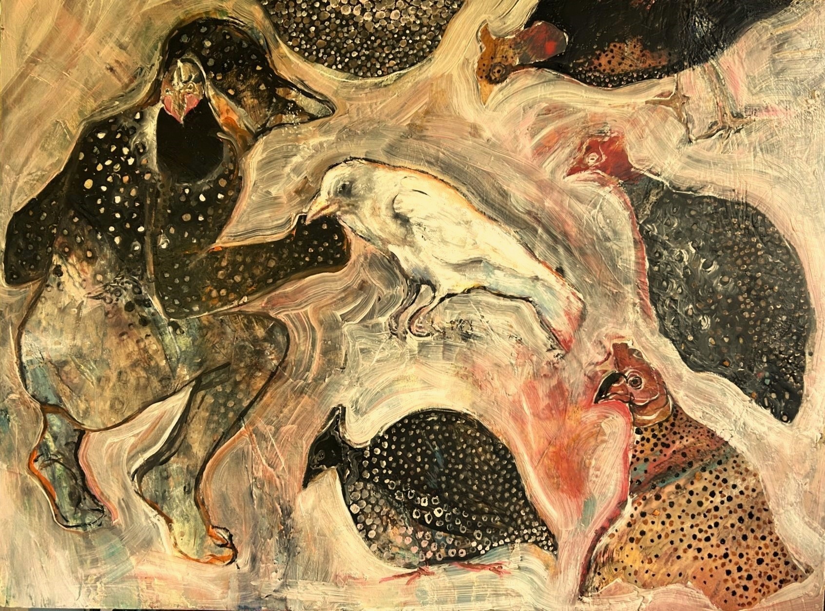 Fisherking (2025) Encaustic on cradled wood panel, 40" x 30"; © Kristen T. Woodward. Courtesy of the artist.