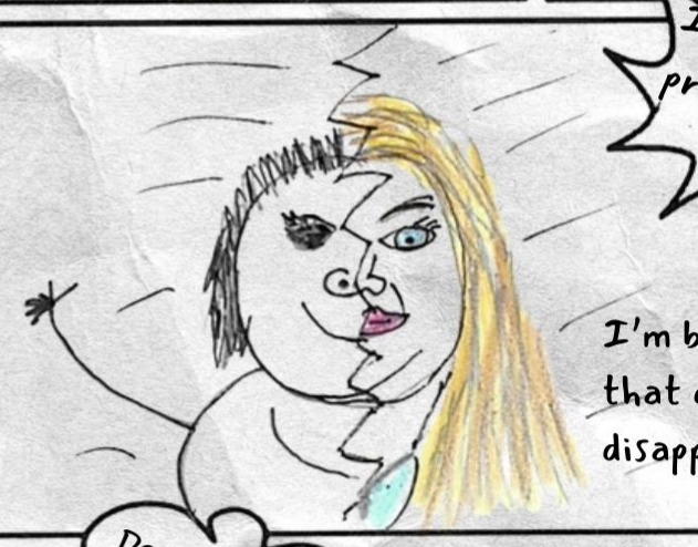 Large center panel shows Angie and UncAngie merged into one split face and body.